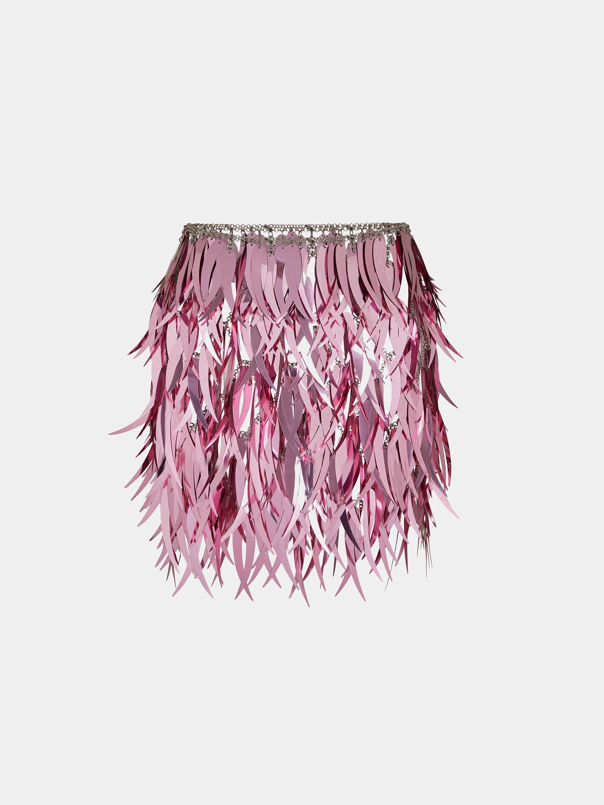 Paco Rabanne Pink metallic feather miniskirt | genteroma