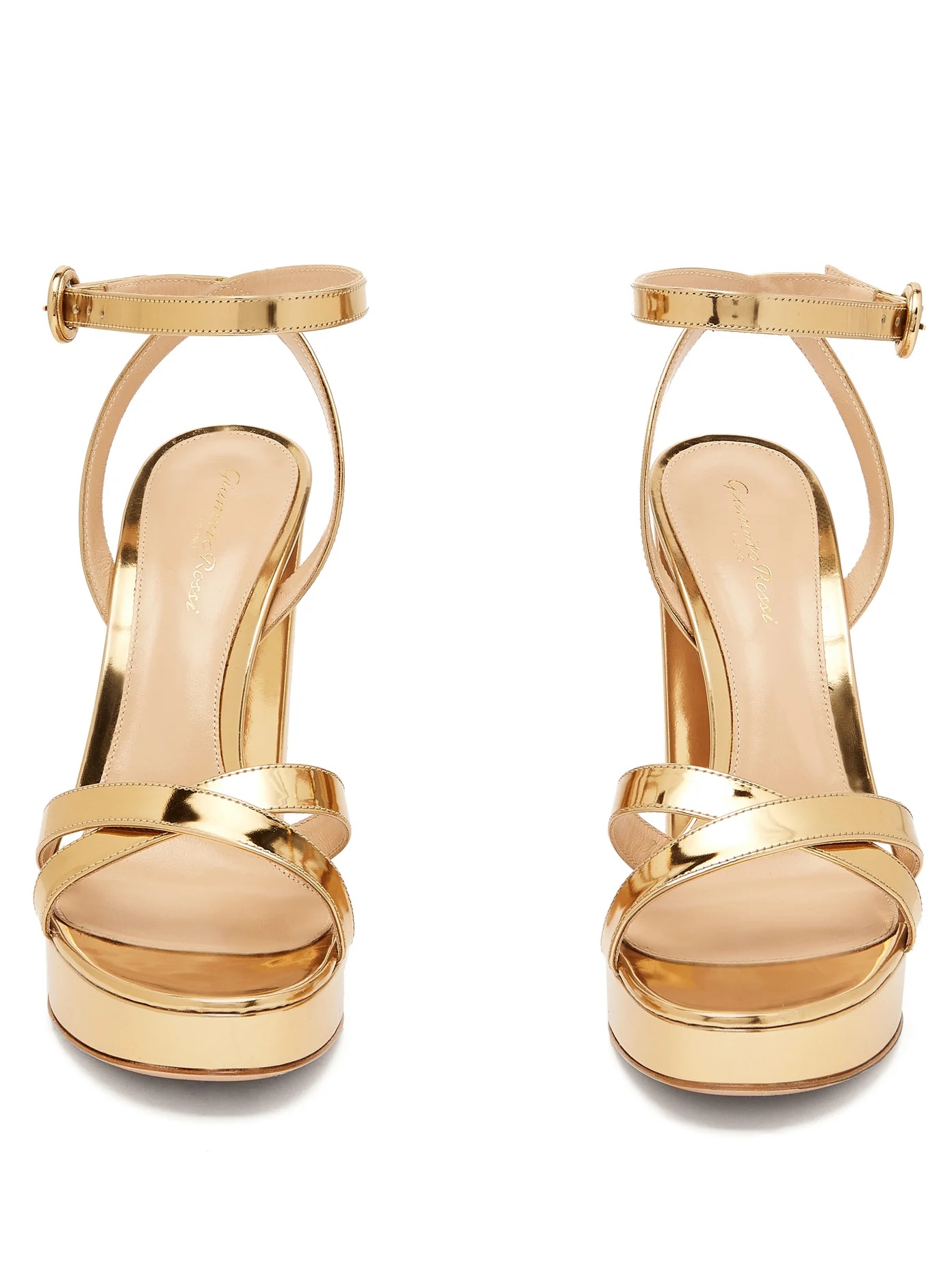 Poppy 100 metallic-leather platform sandals - 6