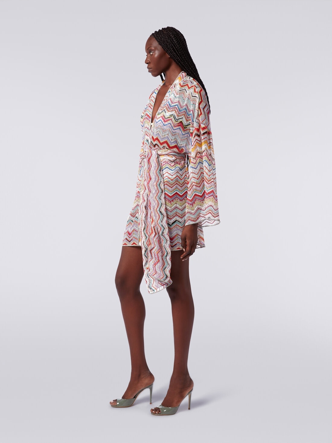 Dressing gown cover up in zigzag crochet with lurex - 3