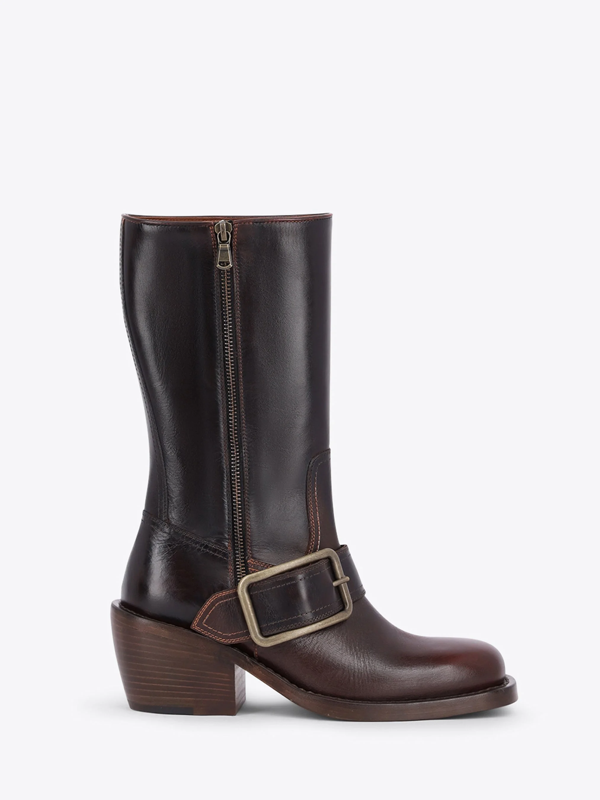 BUCKLED LEATHER BOOTS - 1