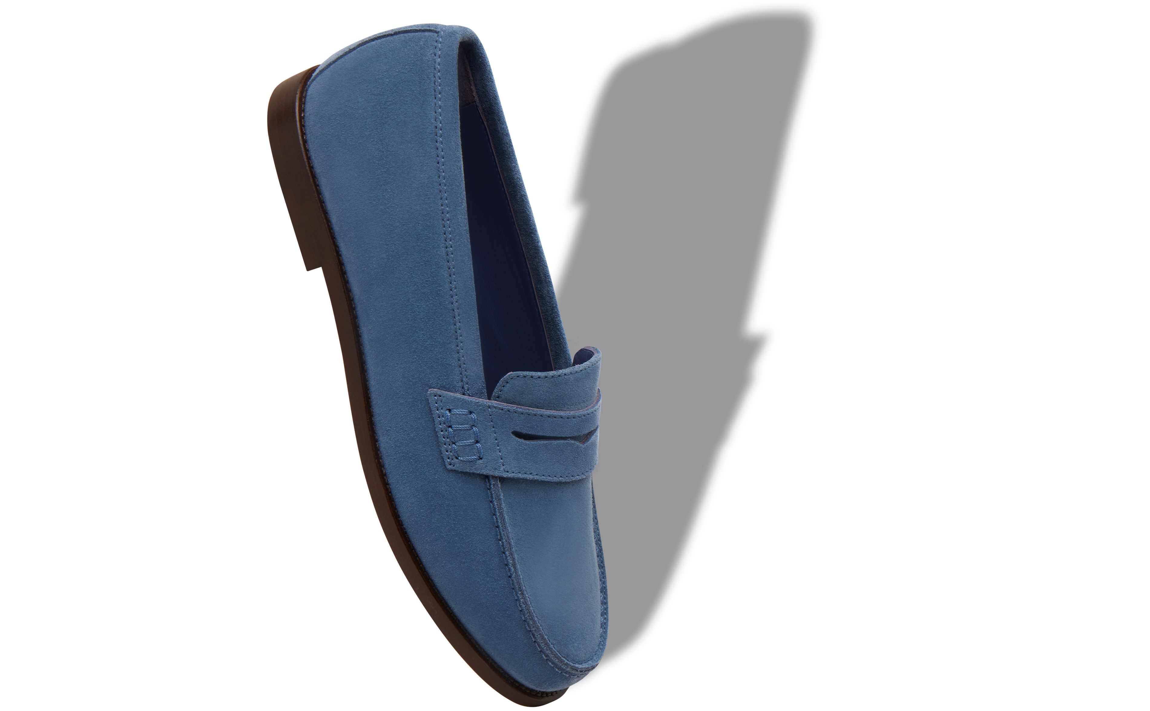 Bright Blue Suede Penny Loafers - 2
