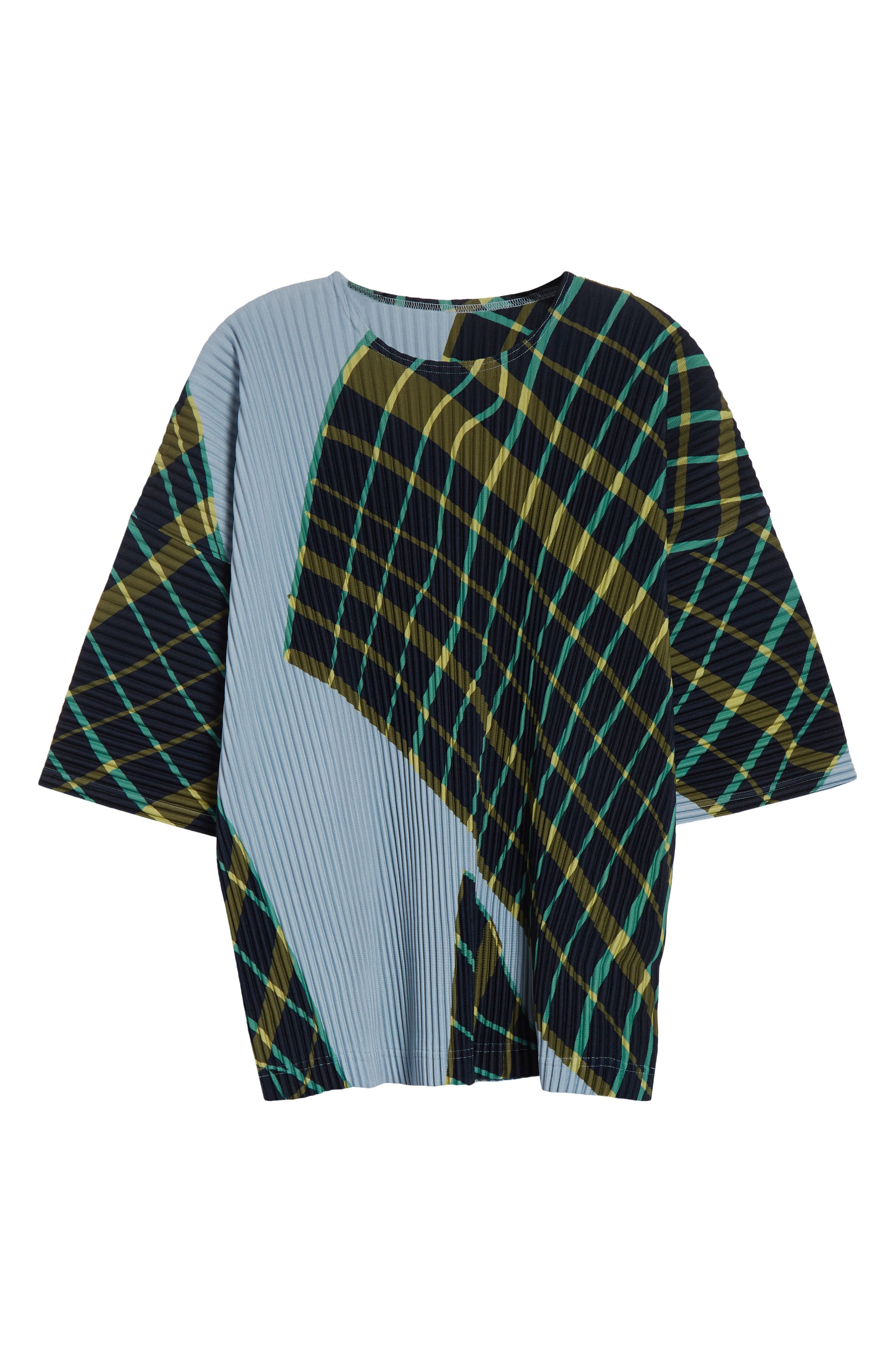 Homme Plissé Issey Miyake Windswept Plaid Pleated Top in Blue Gray at Nordstrom - 5