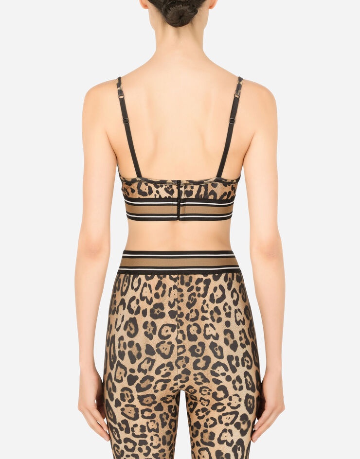 Leopard-print spandex/jersey bralet - 2