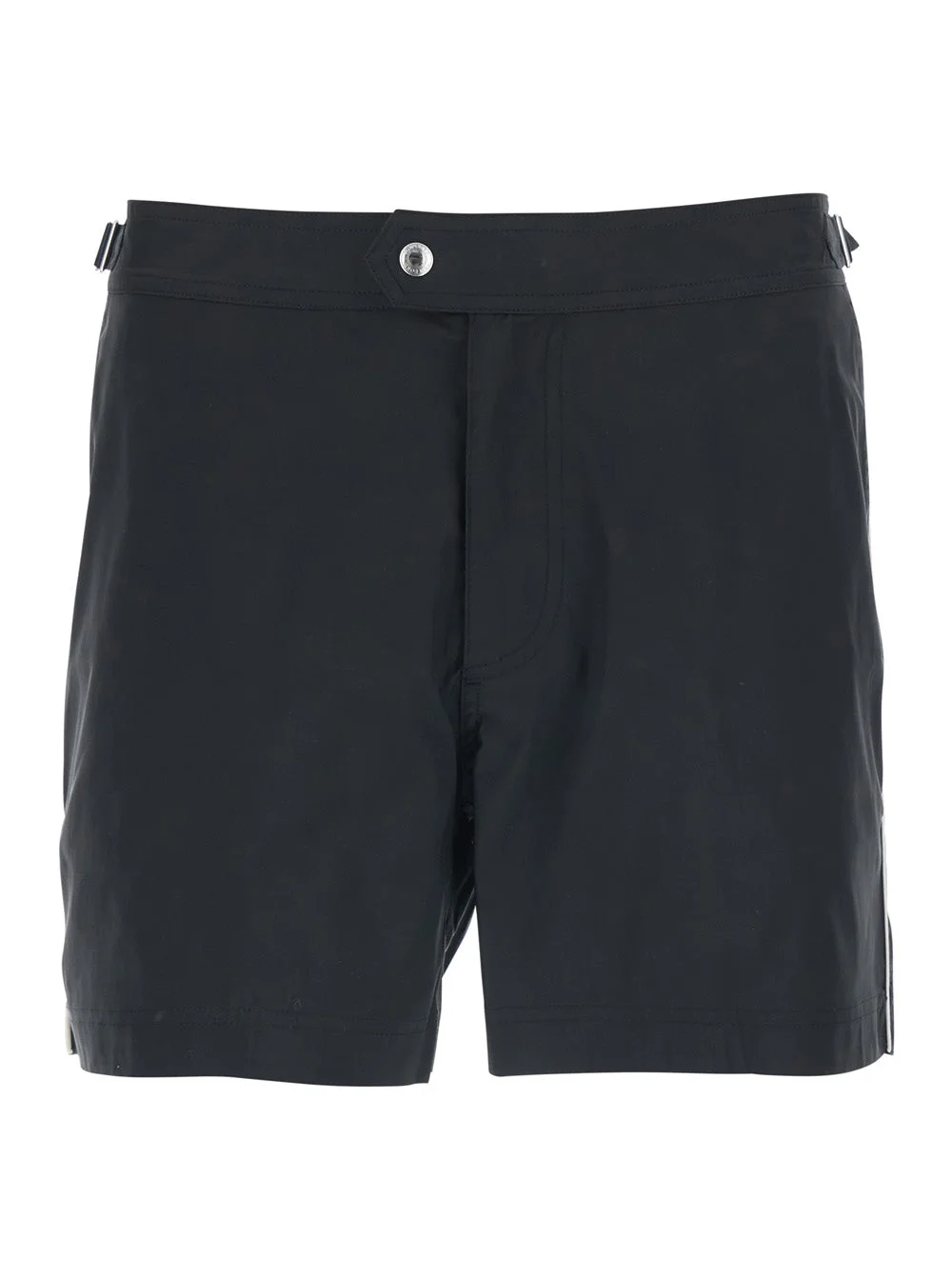 Tom Ford Men Black Swim Shorts With Side Strap Details In Tech Fabric Man - 1