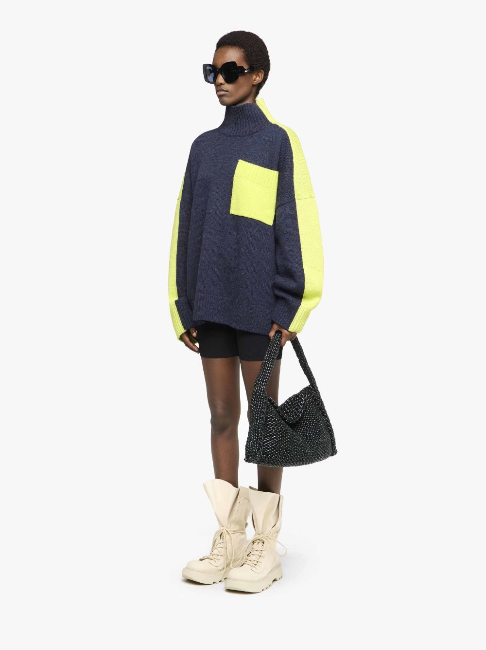 DUAL TONE - PATCH POCKET TURTLENECK SWEATER - 4