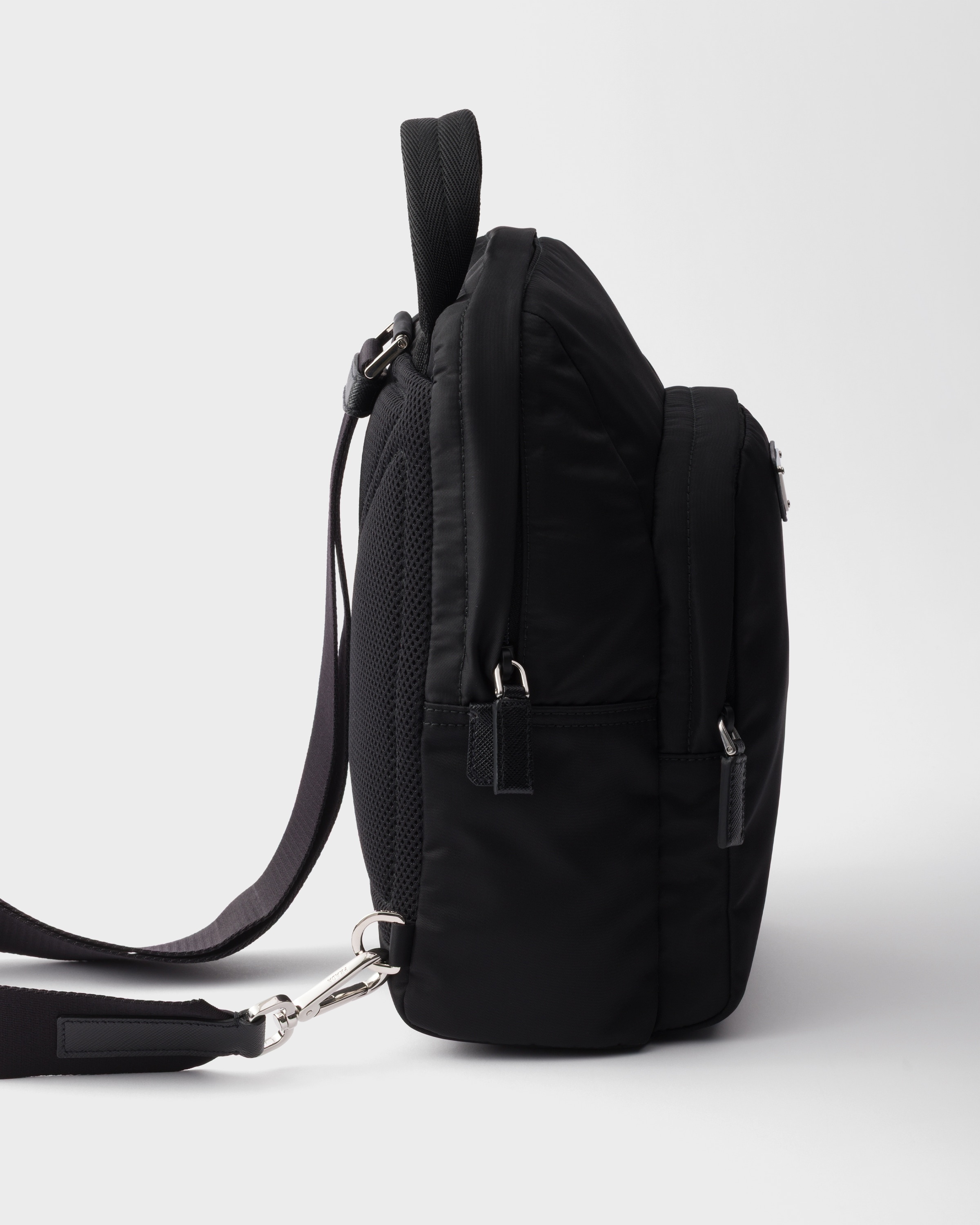 Re-Nylon and Saffiano leather backpack - 5