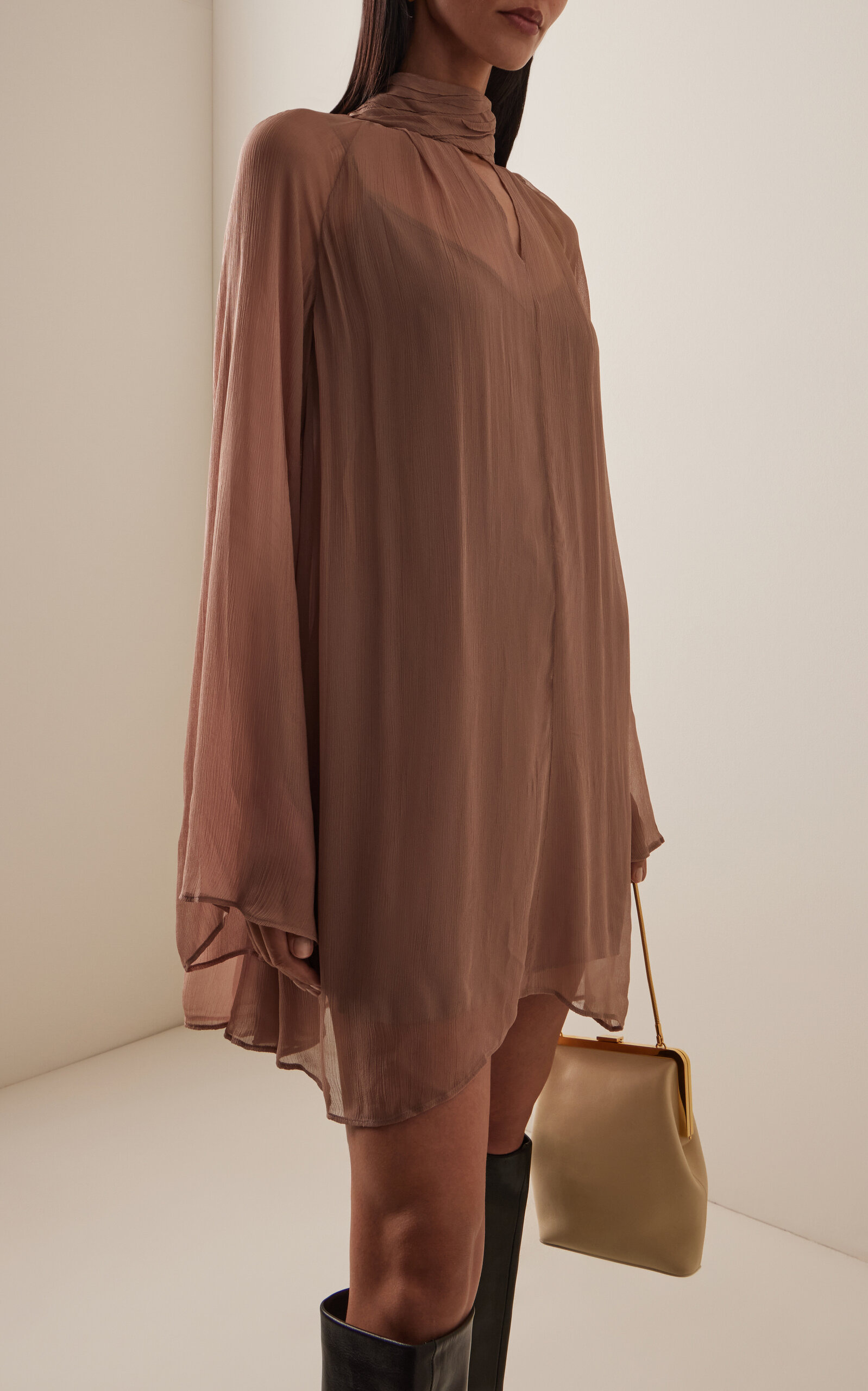 Esther Chiffon Mini Dress taupe - 3