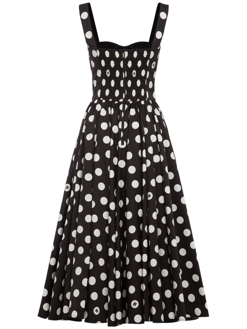 Polka dots logo cotton poplin midi dress - 4