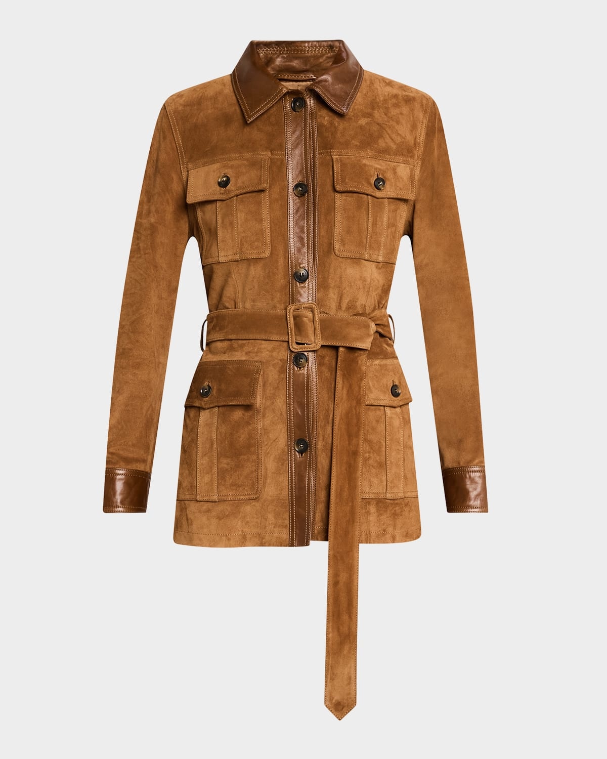 NILI LOTAN Mila Suede Belted Safari Jacket neimanmarcus REVERSIBLE