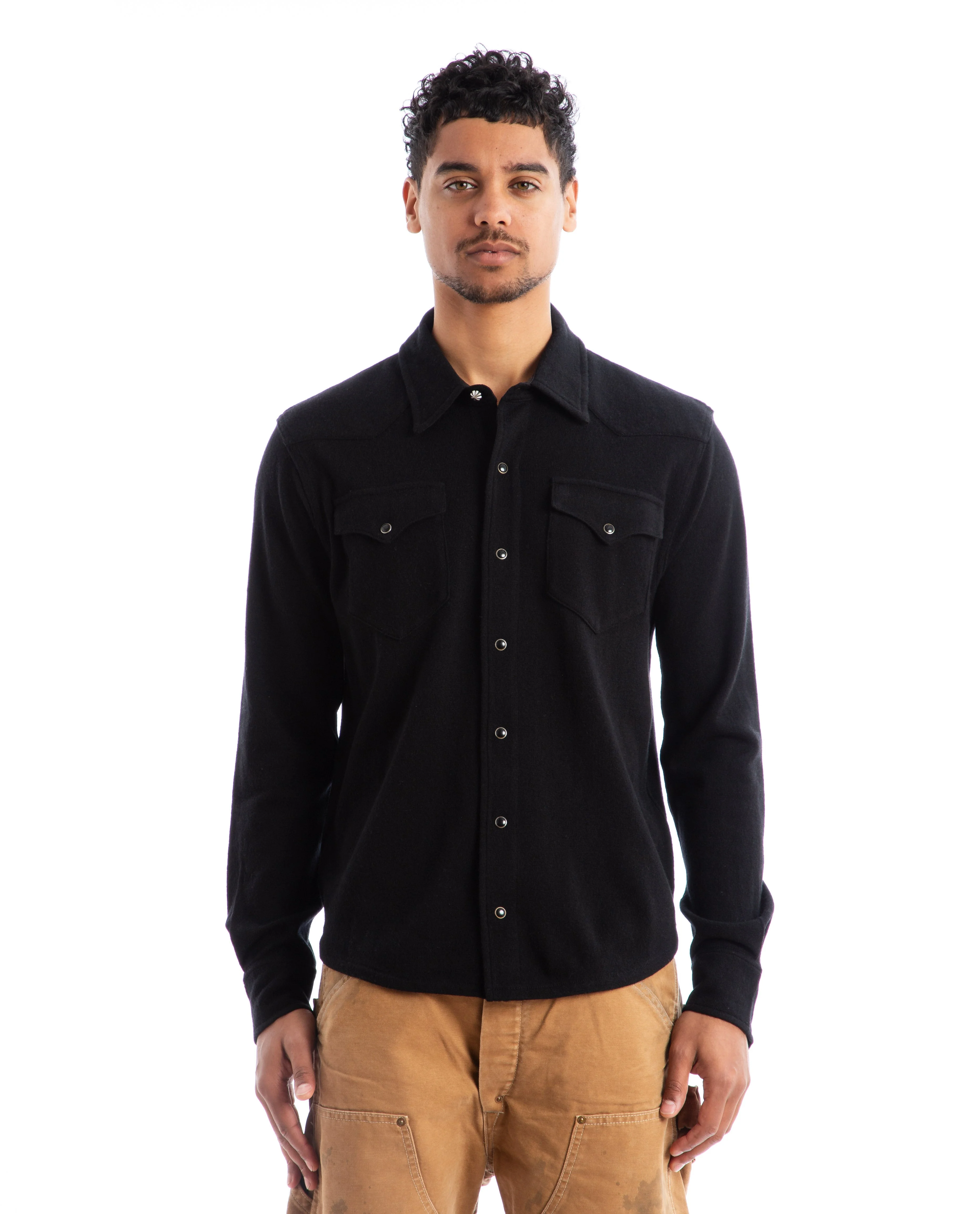 Wool-Cashmere Western Shirt Sweater - 1