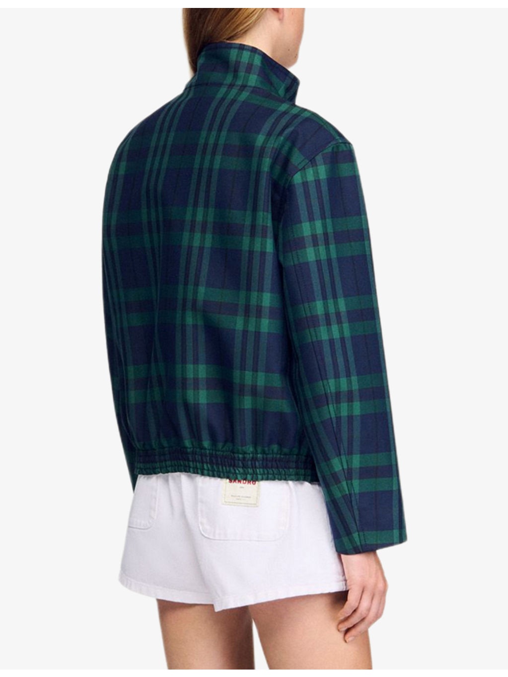 Checked High-Neck Woven Jacket - 4