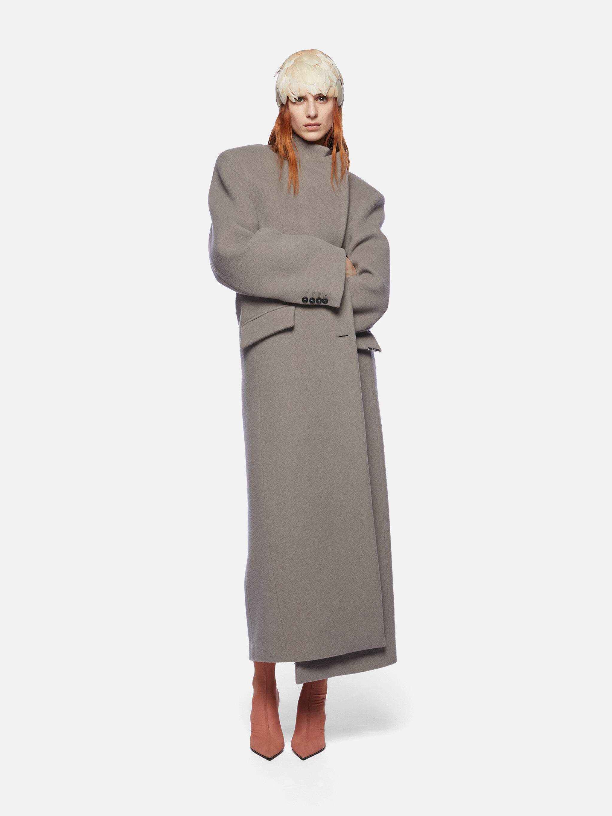 GREY LONG COAT - 5