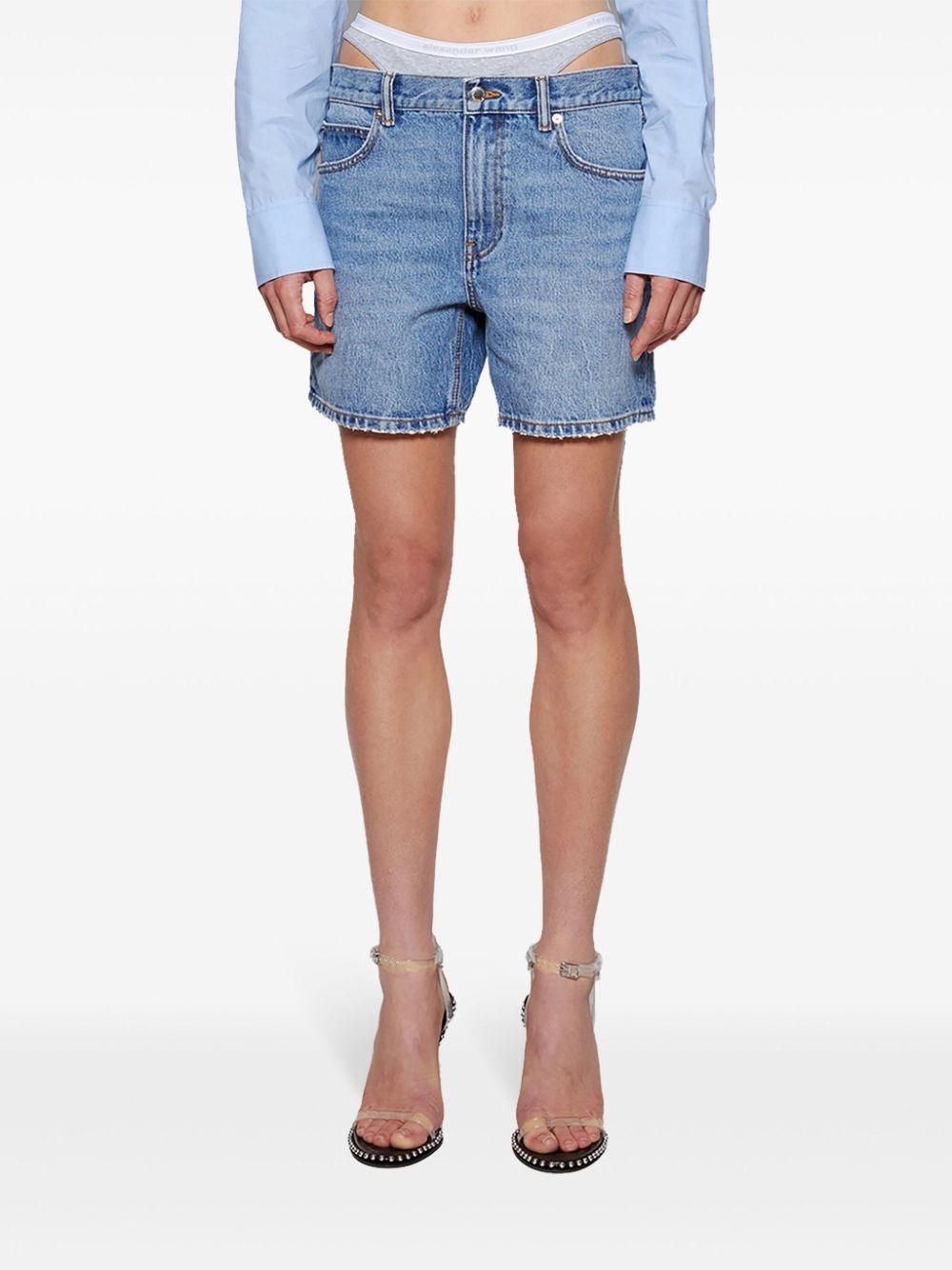 low-rise denim shorts - 3