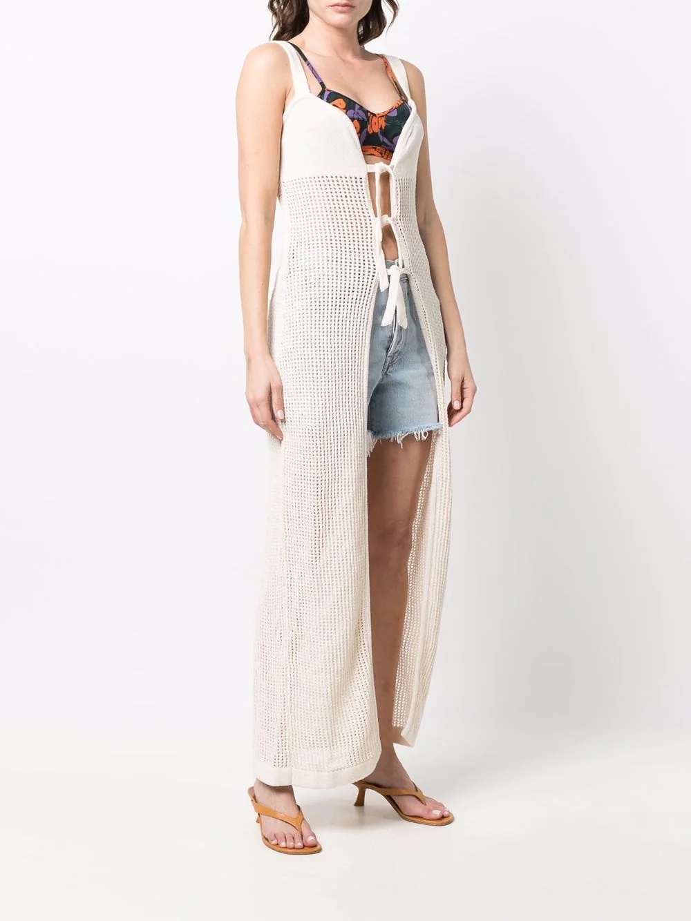 long sleeveless knit vest - 3