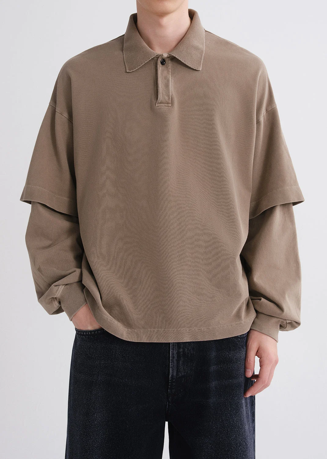 CURREN DOUBLE SLEEVE POLO IN TRAIL - 1