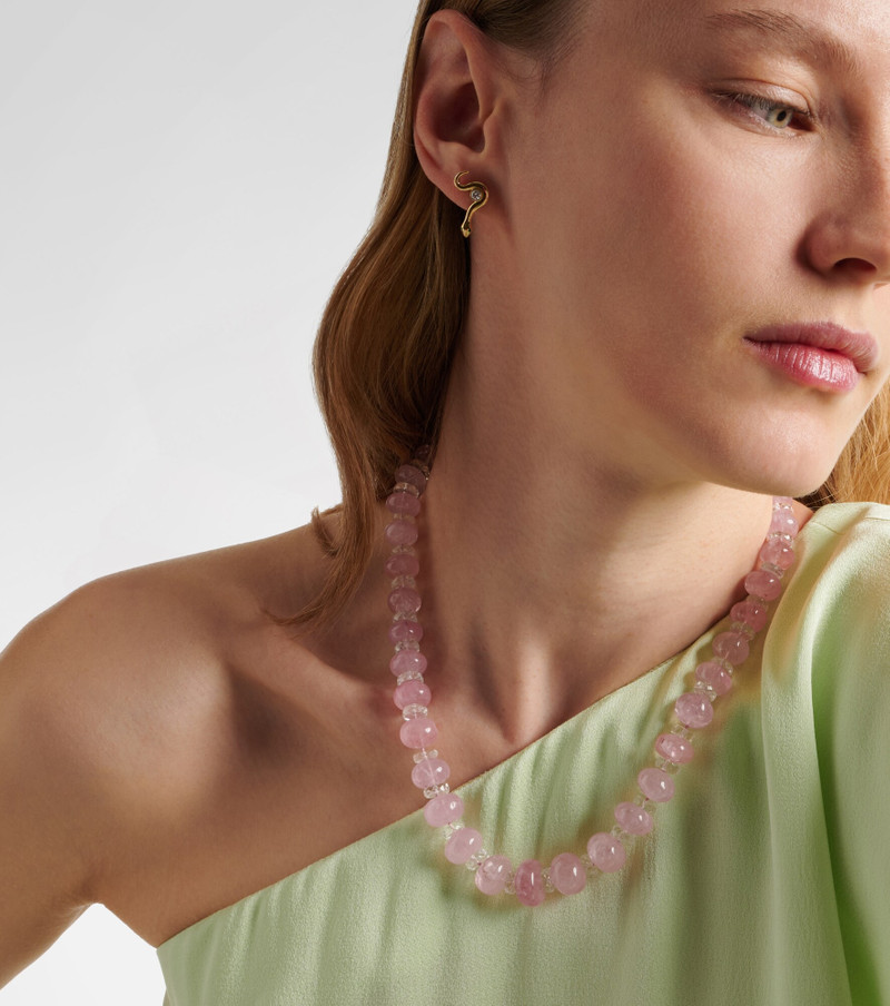 Beaded necklace with morganite, white topaz, and diamonds 3