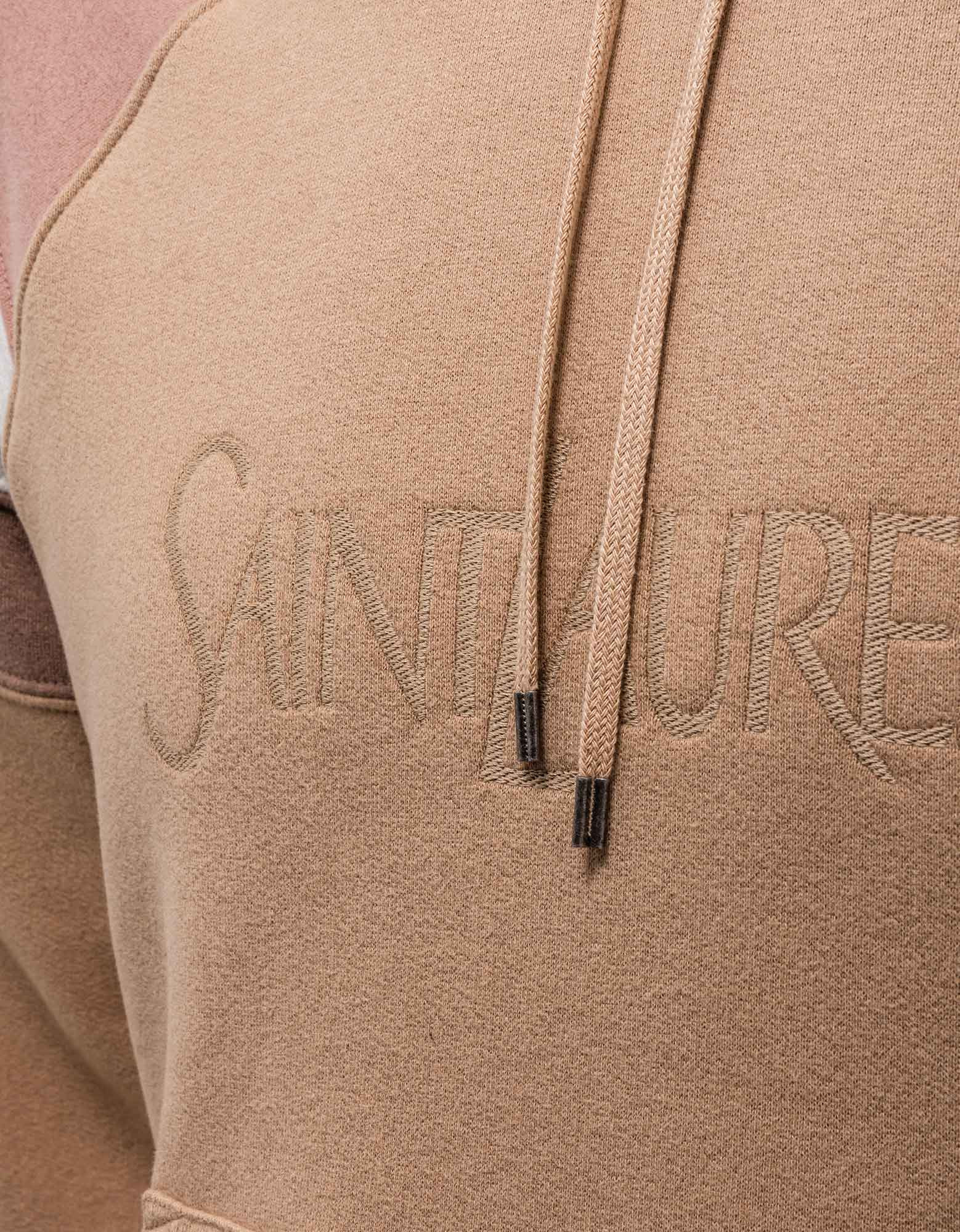 Saint Laurent Biege Raglan Sleeve Logo Hoodie - 5