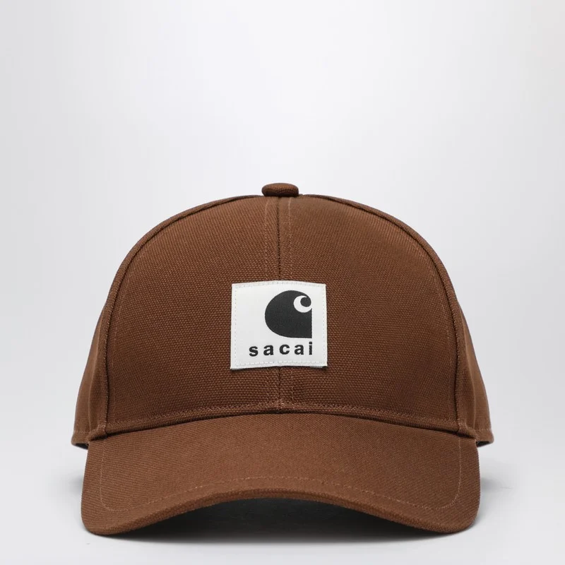 Beige baseball cap with logo patch - 1