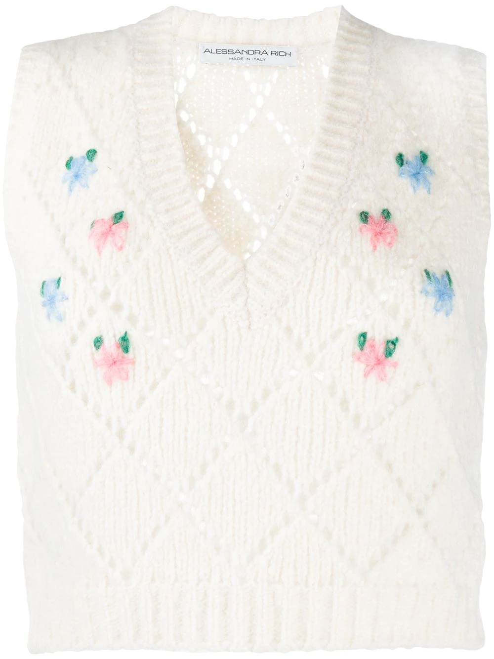 floral embroidered vest - 1