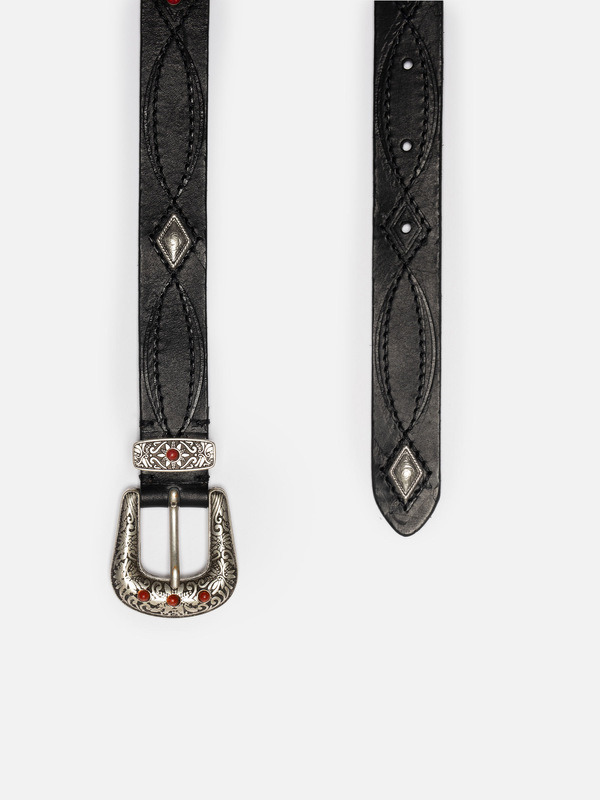 Western Embellished Belt Black - 3