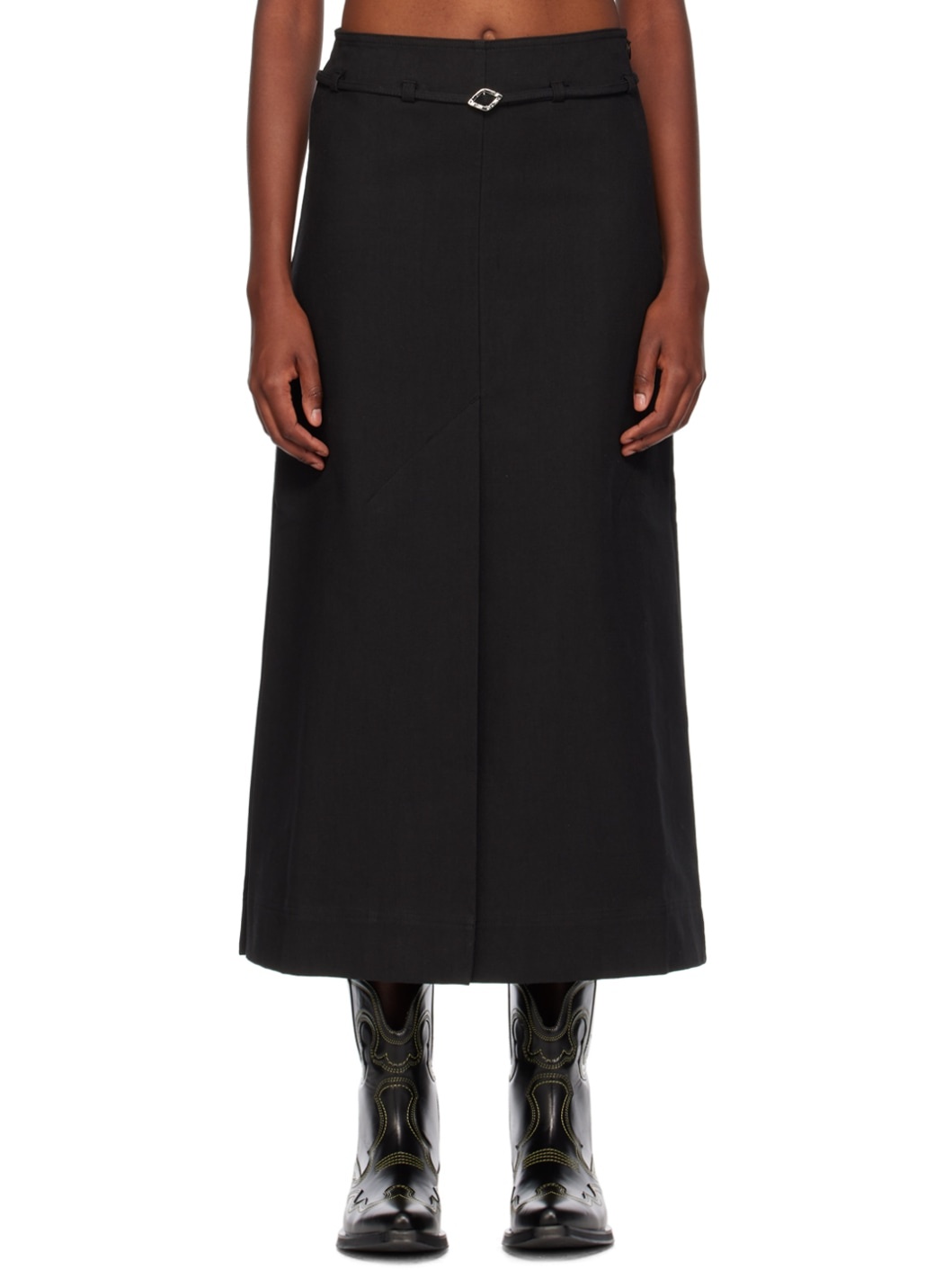 Black Slit Maxi Skirt - 1