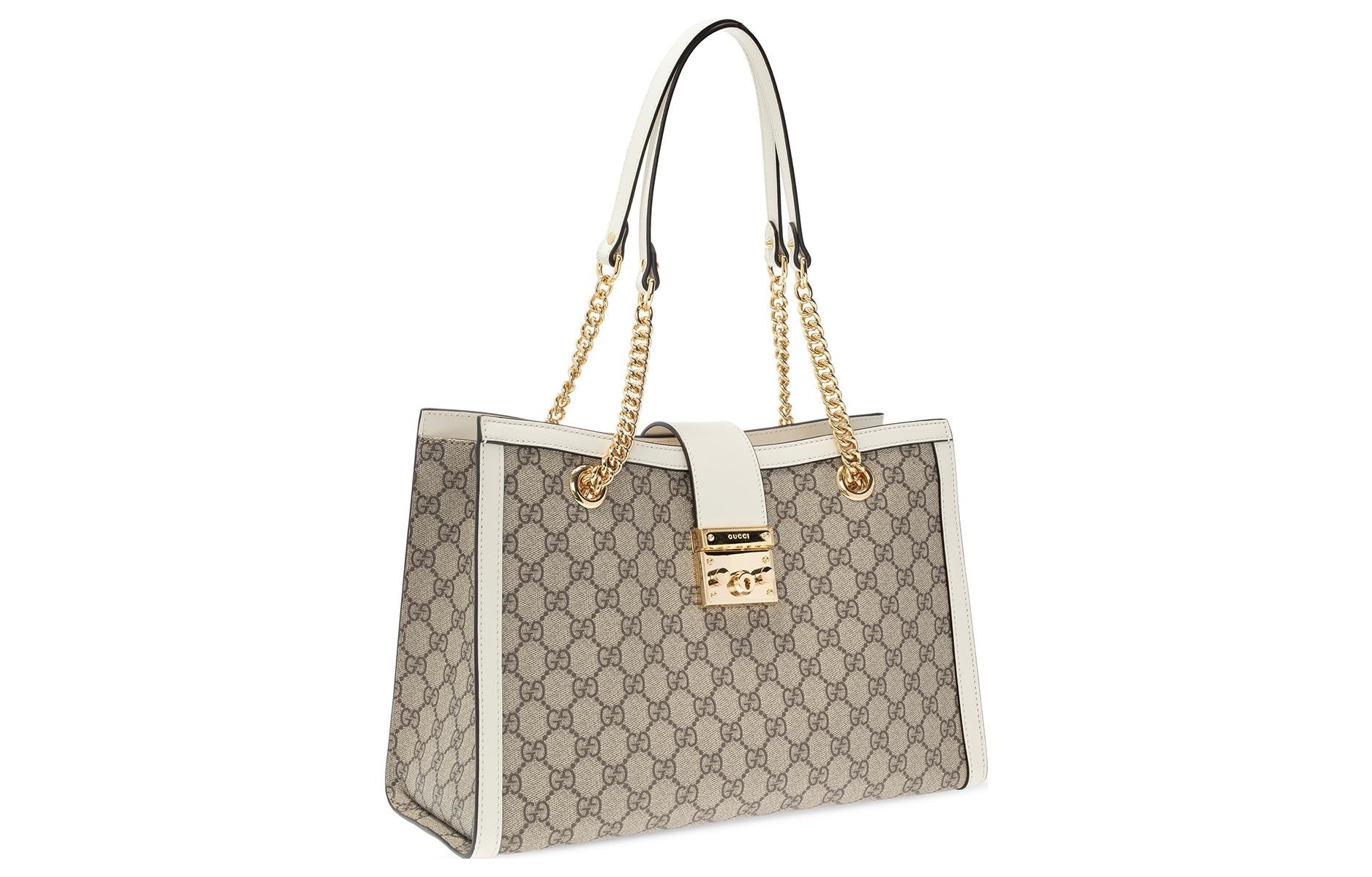 (WMNS) Gucci Padlock Middle-Sized BackBag White/Brown 479197-KHNKG-9761 - 2