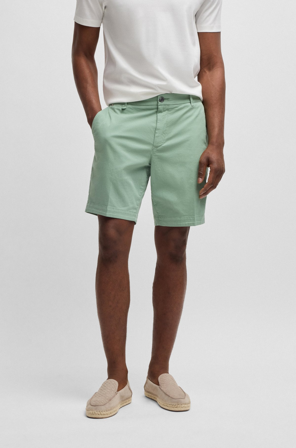 SLIM-FIT SHORTS IN STRETCH-COTTON TWILL - 2