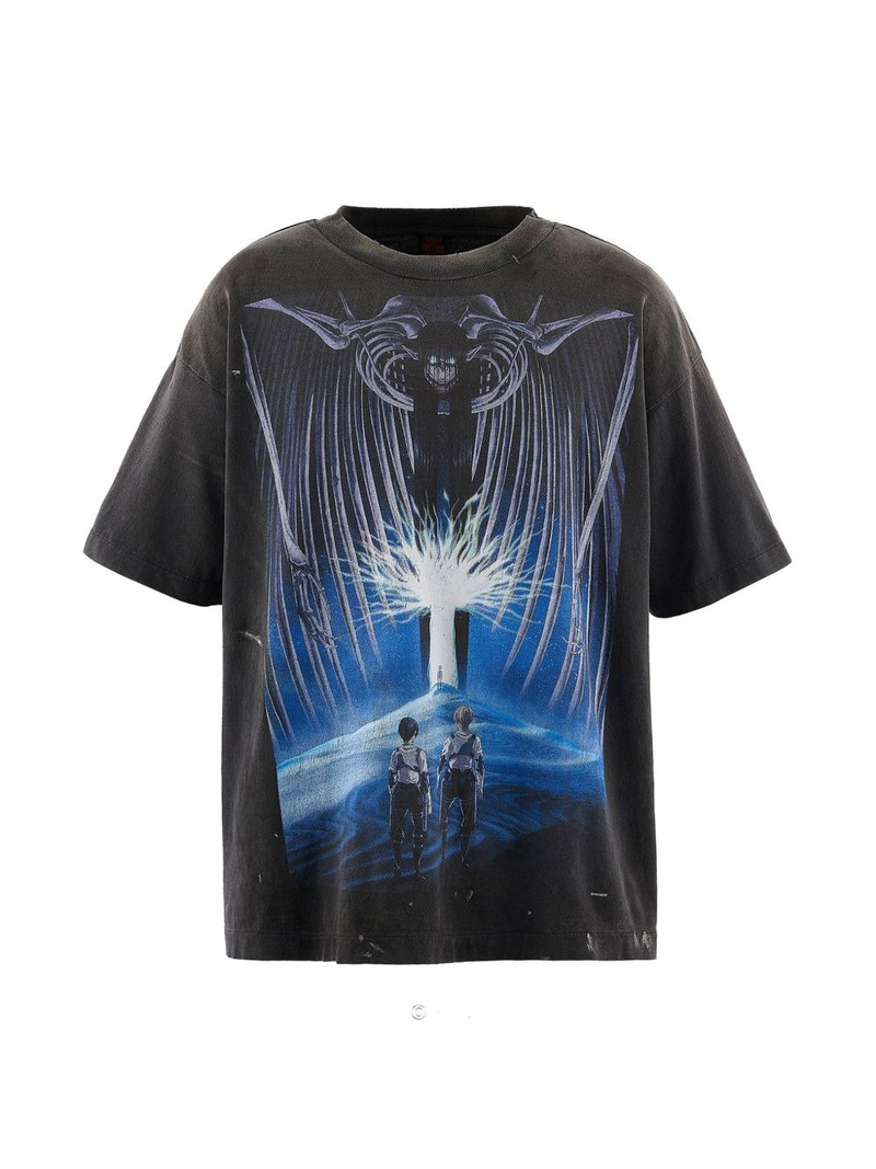graphic-print faded T-shirt 1