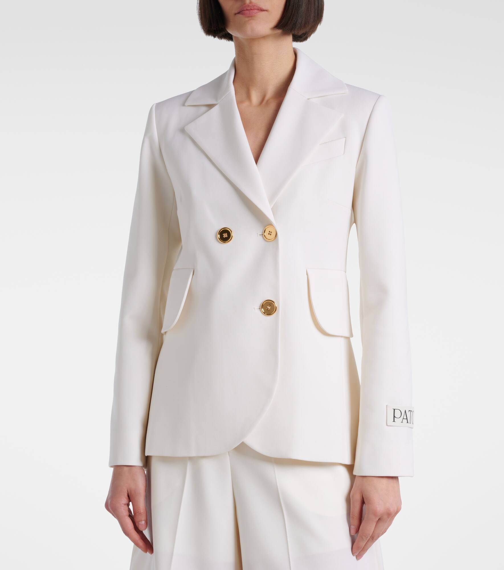 Double-breasted belted wool-blend blazer - 6