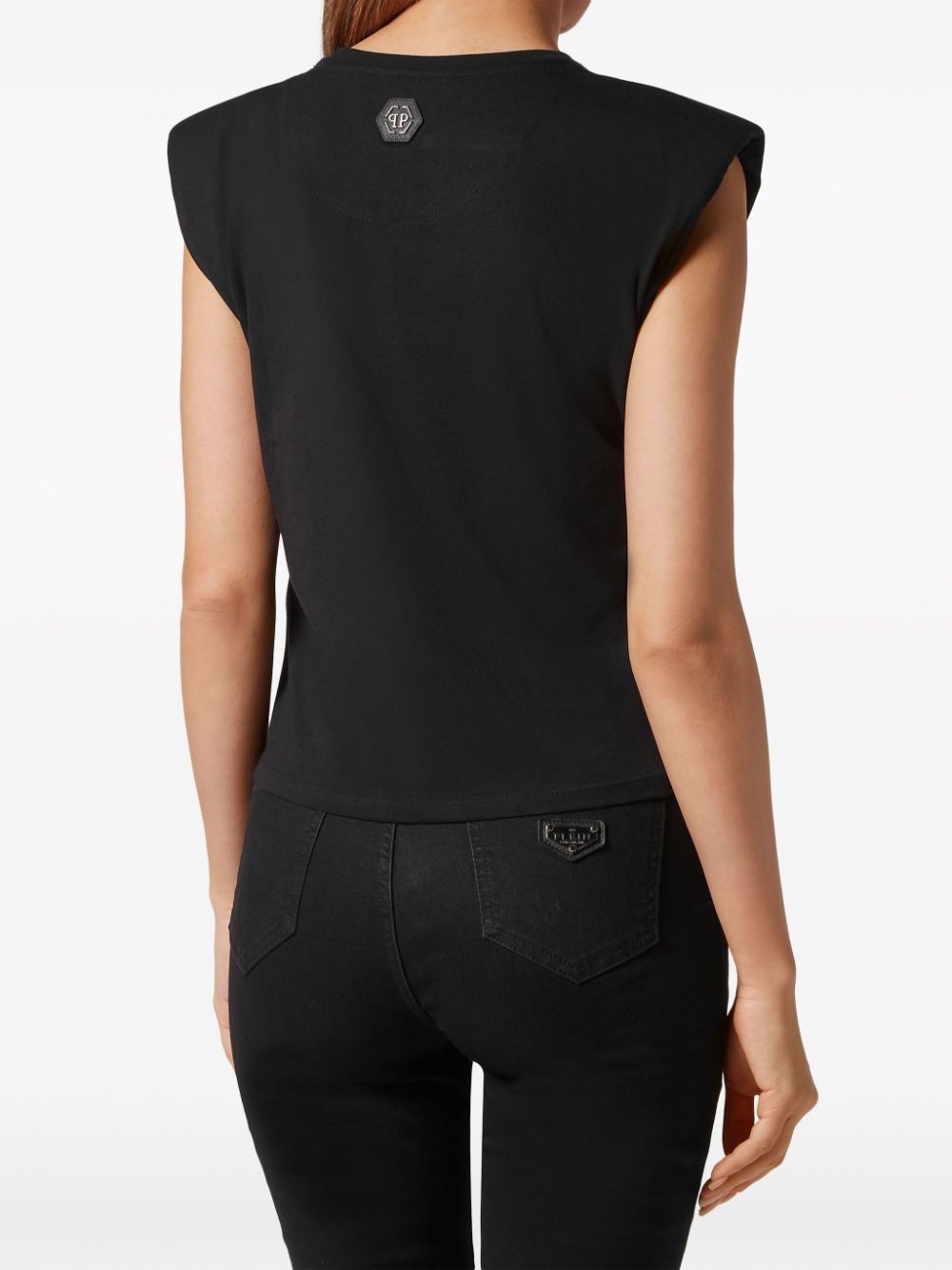 Strass heart cotton tank top - 3