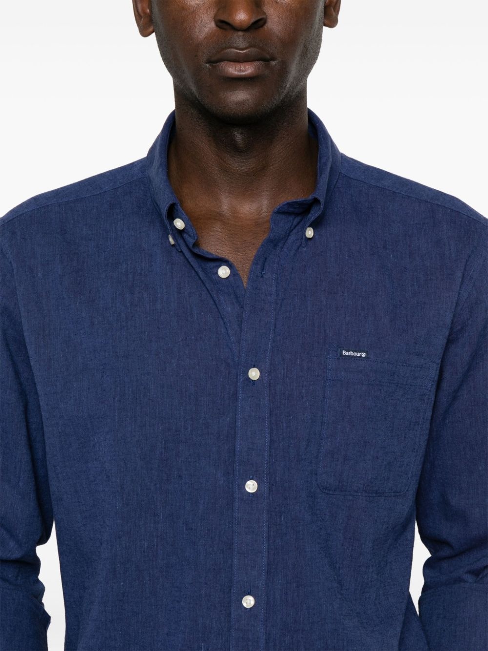 chest-pocket linen-blend shirt - 5