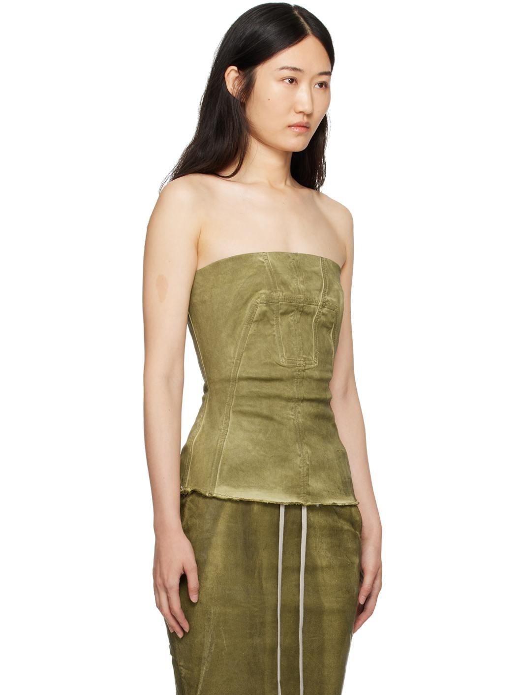 Green Porterville Bustier Denim Top - 2