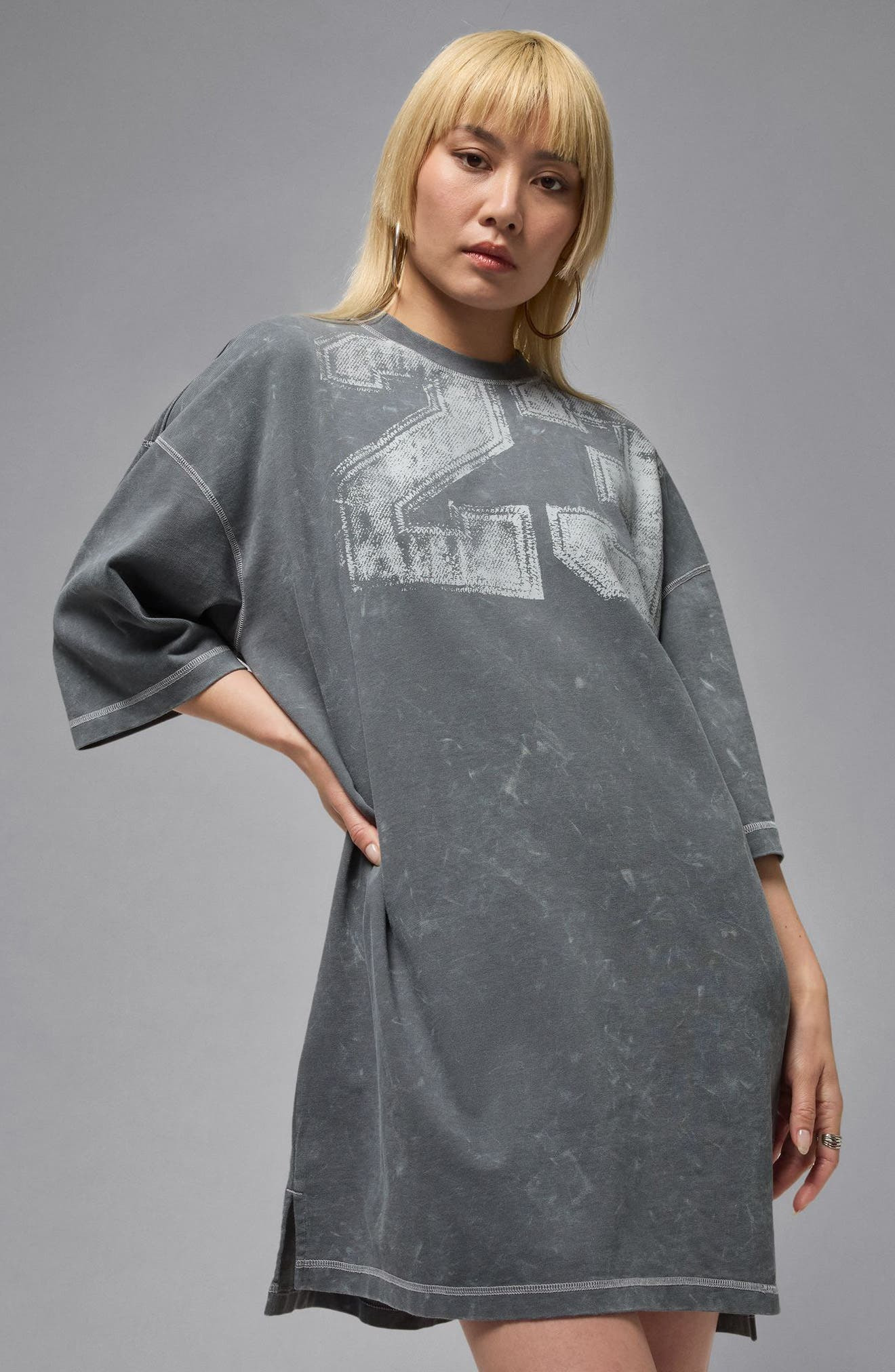 Jordan Flight Oversize Graphic T-Shirt Dress in Iron Grey/Sail at Nordstrom - 4