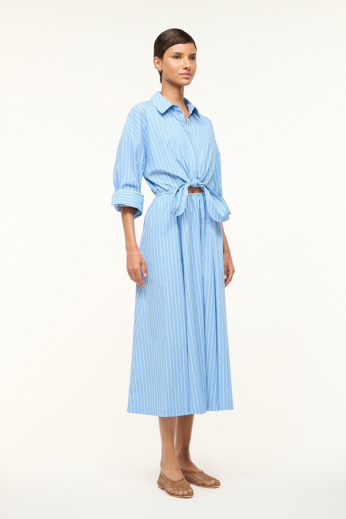 STAUD LISA DRESS AZURE PINSTRIPE - 3