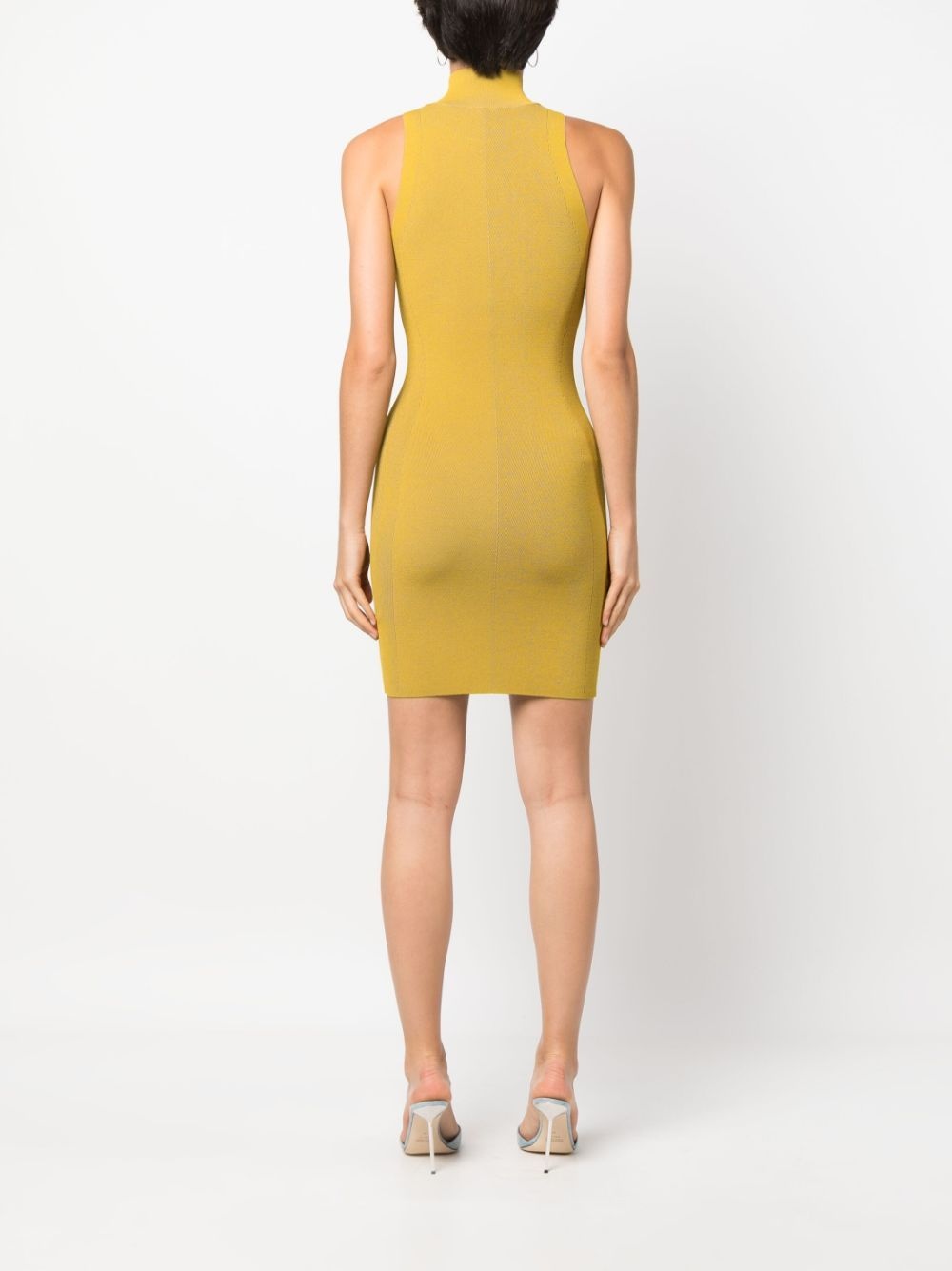 logo-plaque ribbed dress - 4