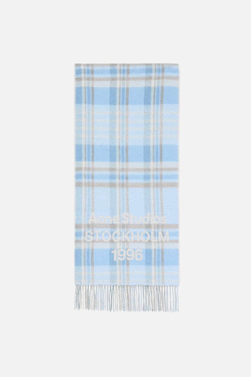 Check logo scarf - Wide - Aqua blue/beige 1