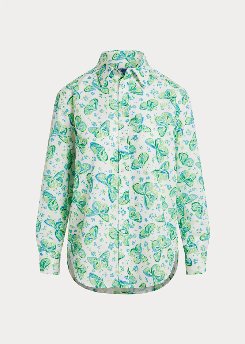 Oversize Fit Printed Cotton-Linen Shirt 1