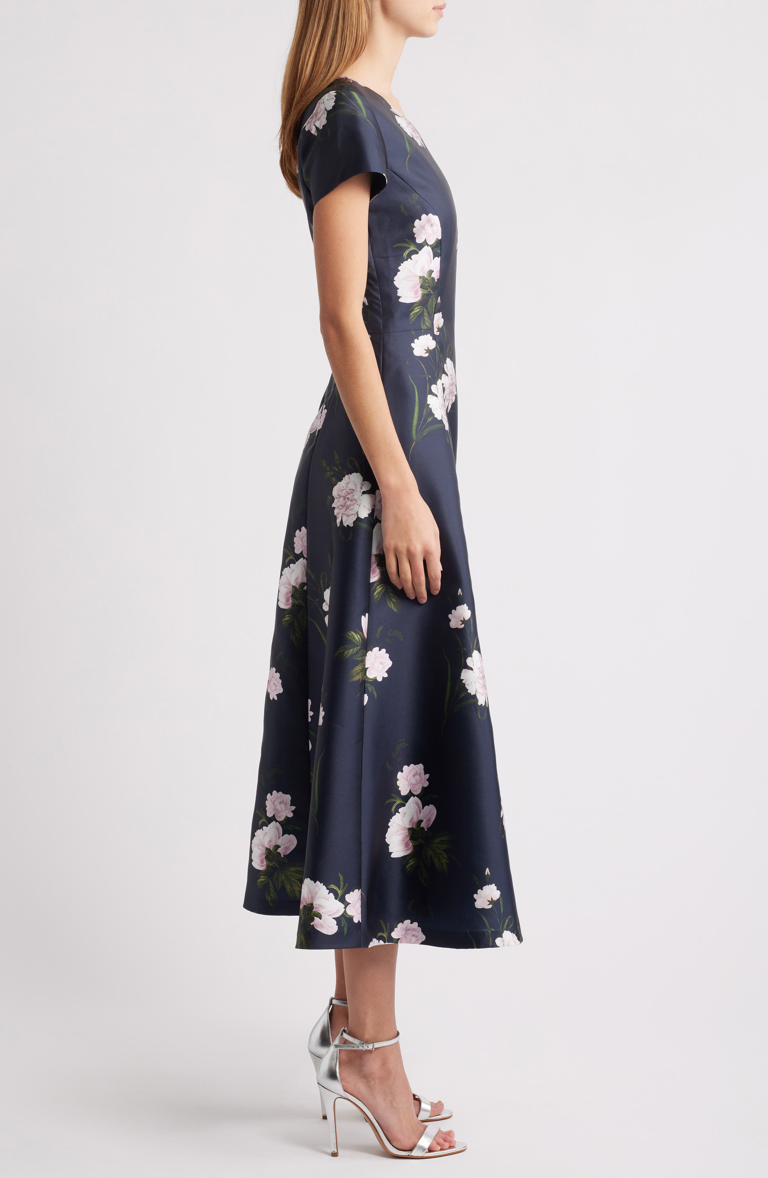 Sachin & Babi Jackie Floral Fit & Flare Midi Mikado Dress in Dark Midnight Carnations at Nordstrom - 3