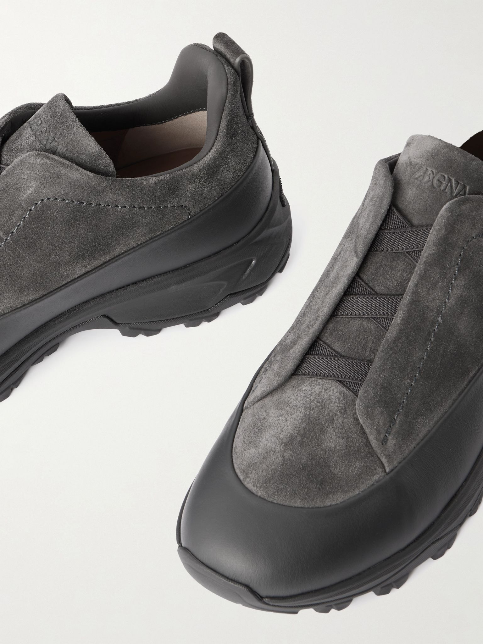 Triple Stitch™ Monte Rubber-Trimmed Suede Slip-On Sneakers Gray - 5
