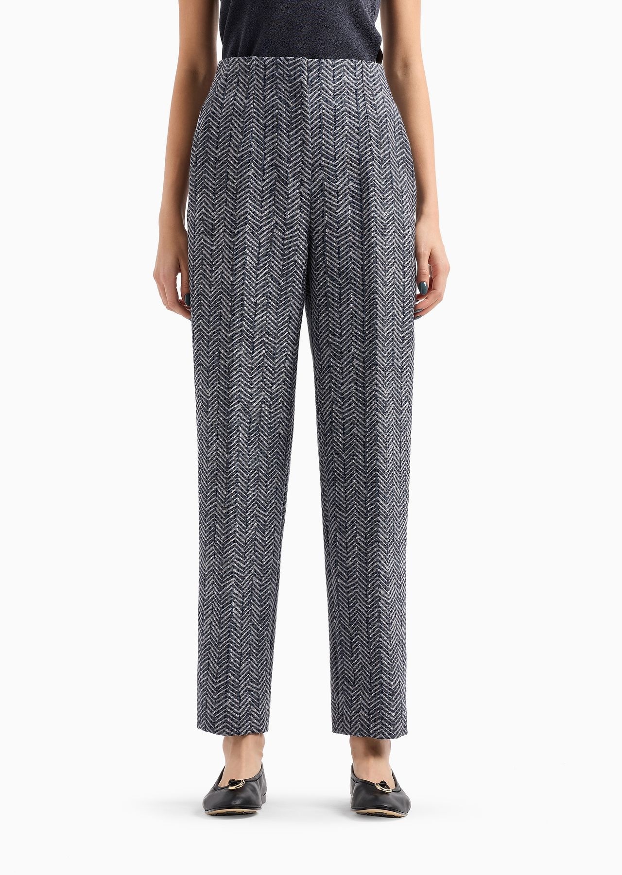 Tuxedo trousers in virgin wool chevron gabardine - 2