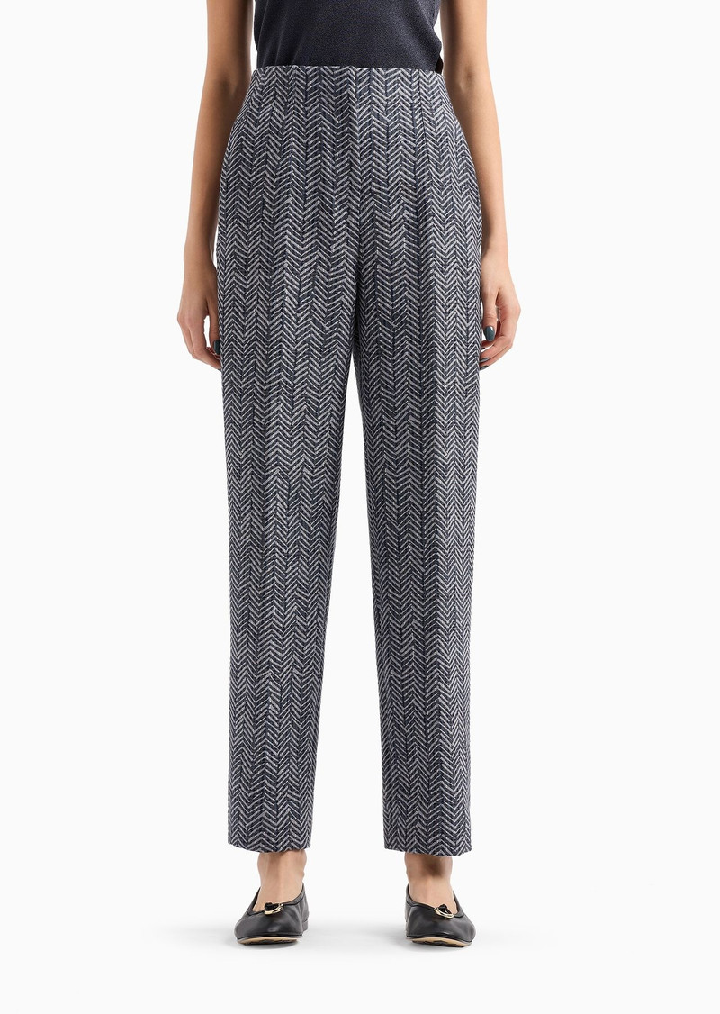 Tuxedo trousers in virgin wool chevron gabardine 2