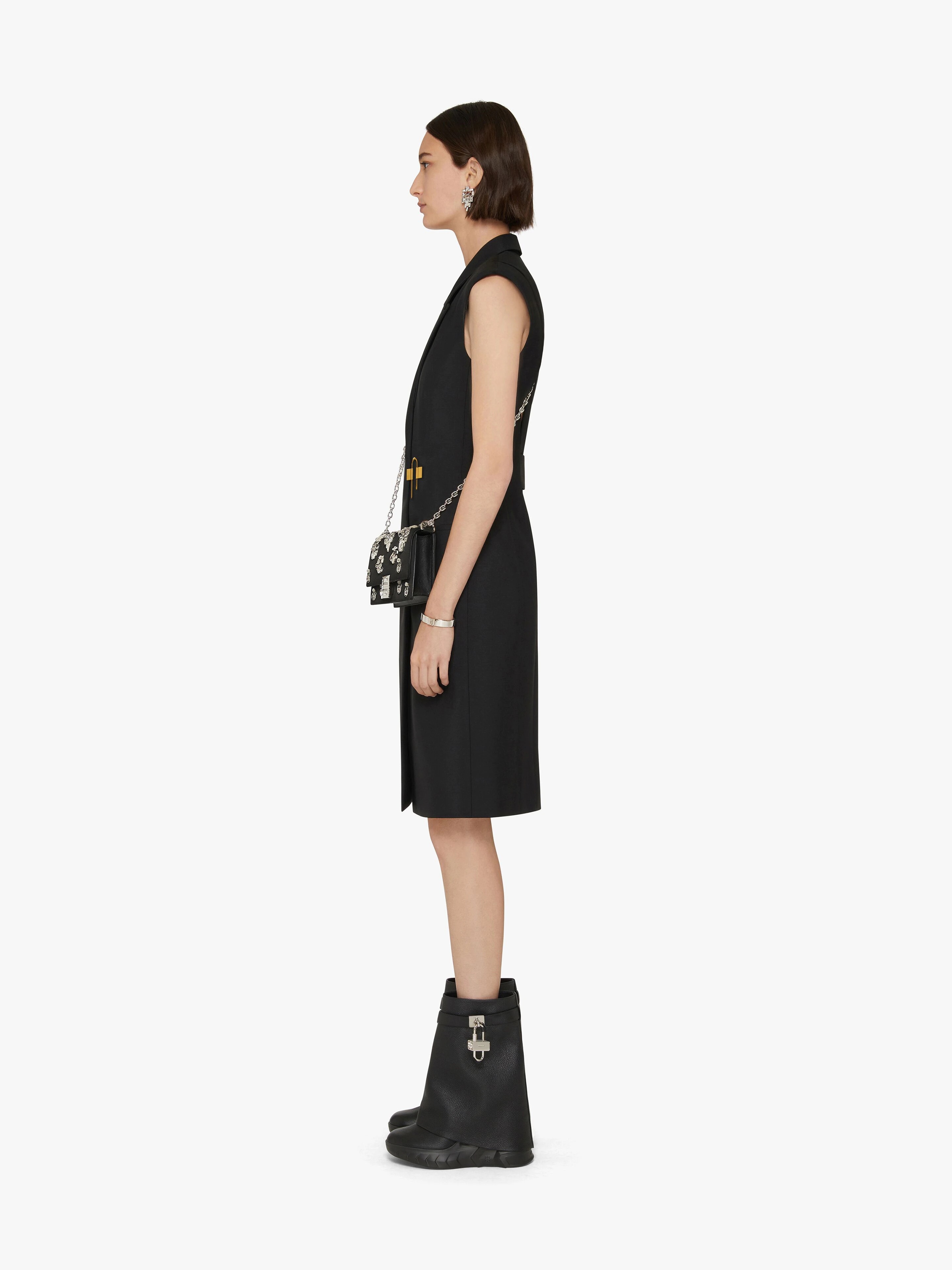 WRAP DRESS IN WOOL AND MOHAIR WITH PADLOCK - 3