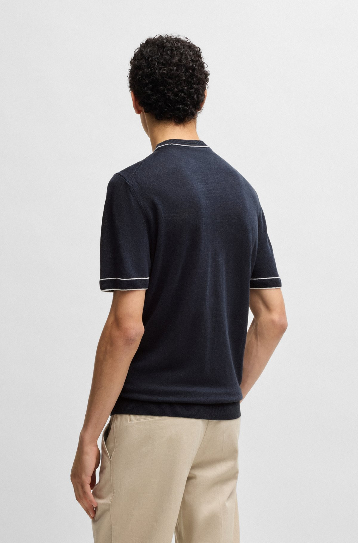 LINEN-BLEND SWEATSHIRT WITH TIPPING - 5