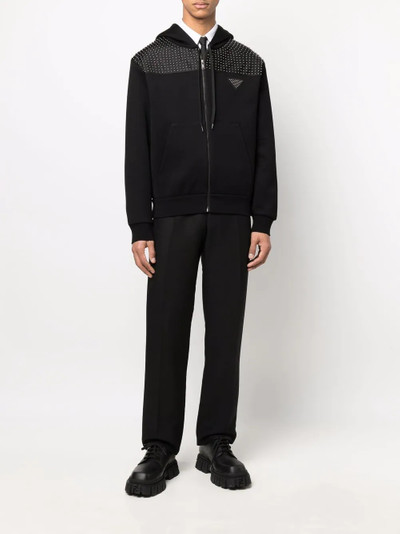 Prada studded panel zip hoodie outlook