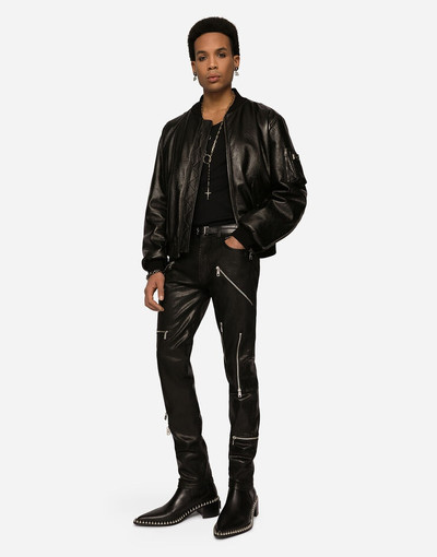 Dolce & Gabbana Leather jacket with branded tag outlook