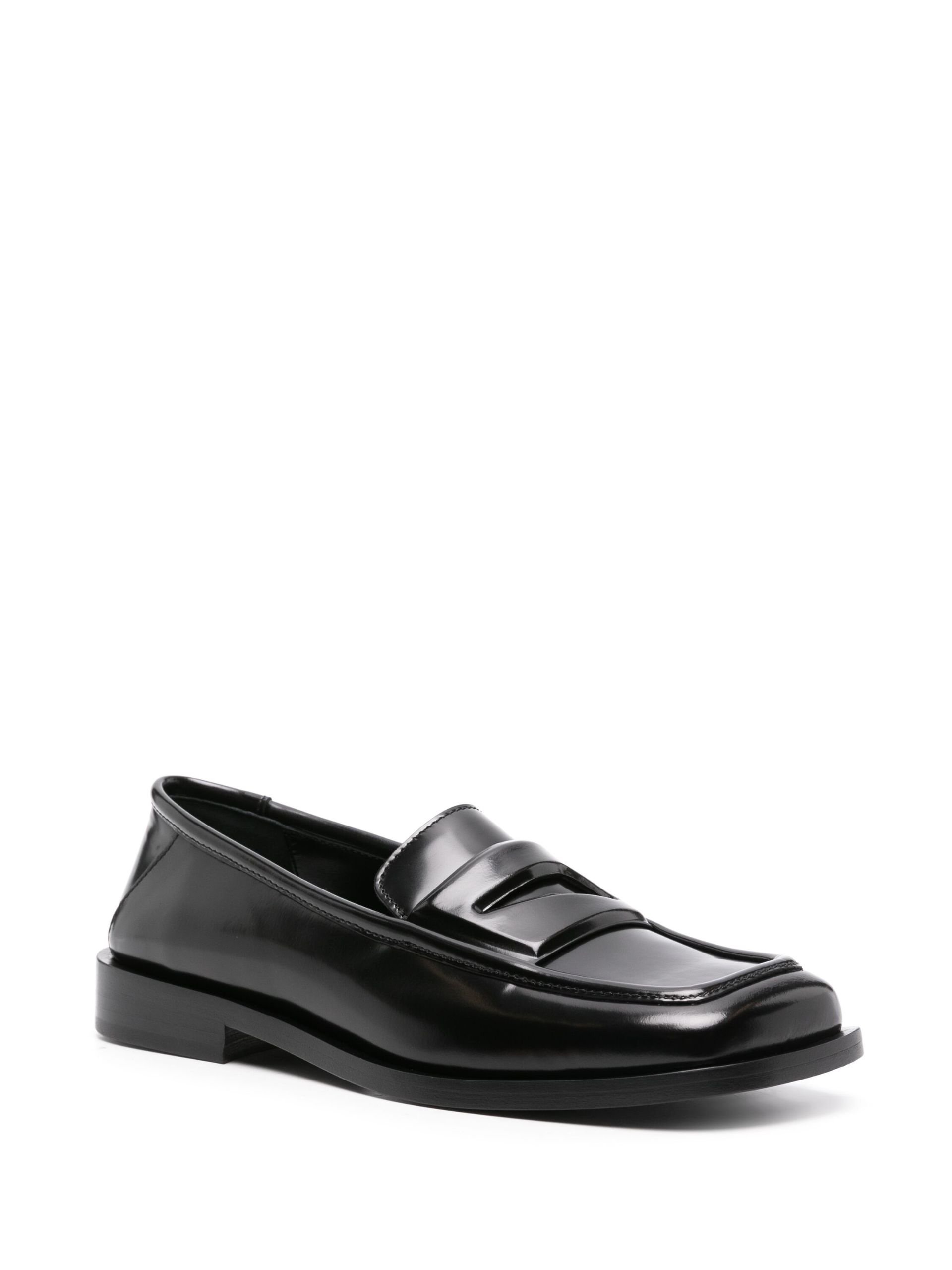 Black High-Shine Leather Loafers - 2