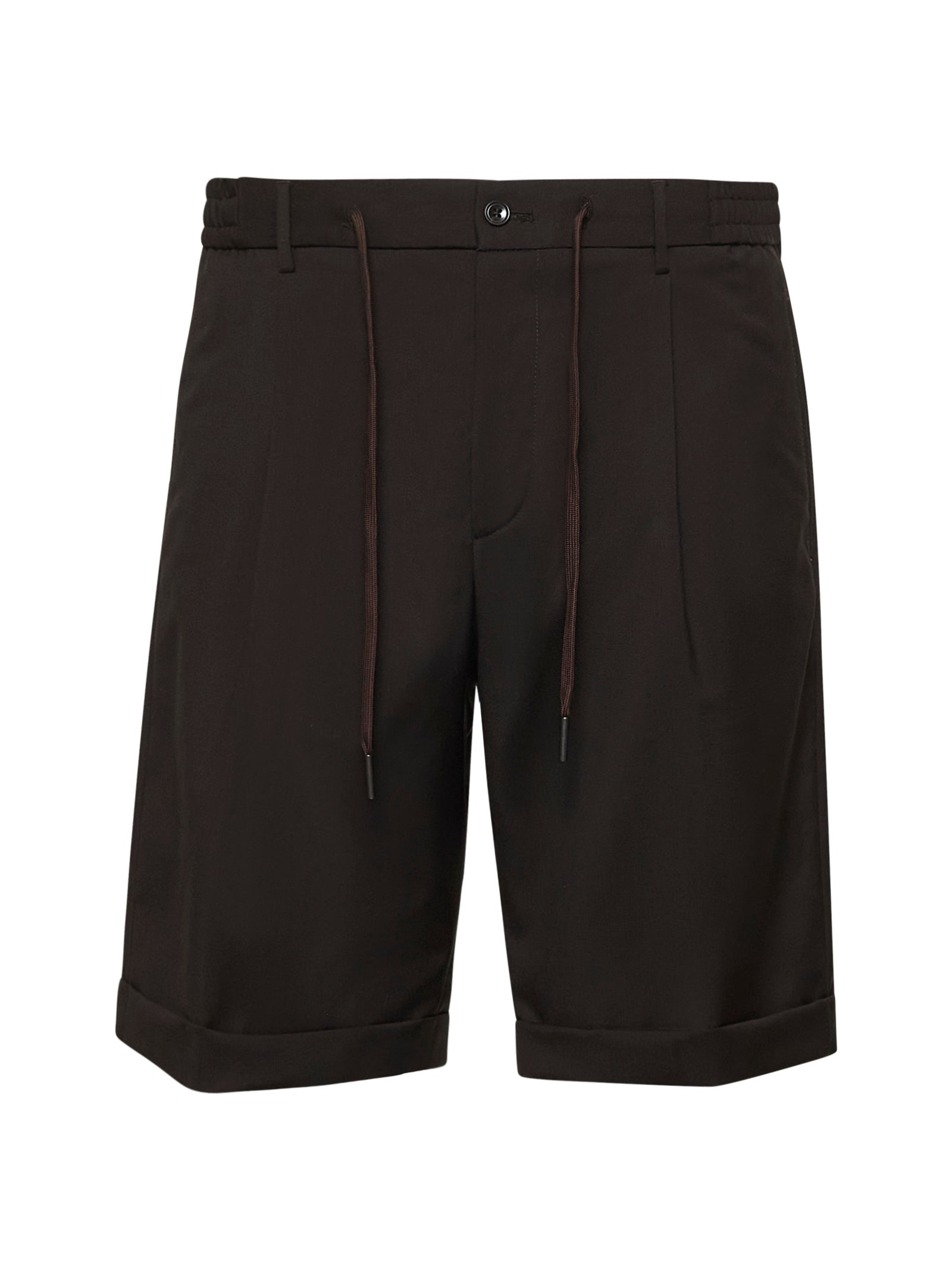 TAGLIATORE - Tagliatore Men Brown Virgin Wool Icoman Bermuda Shorts - 1