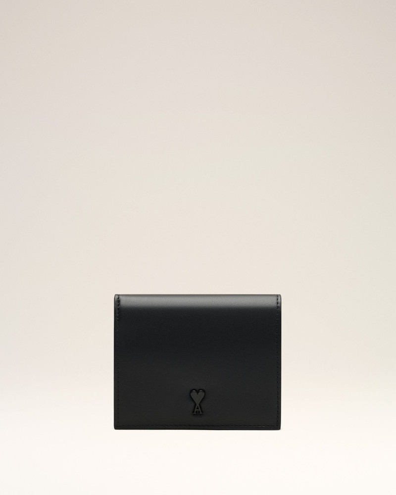 BLACK COWHIDE LEATHER AMI DE COEUR BIFOLD WALLET 1