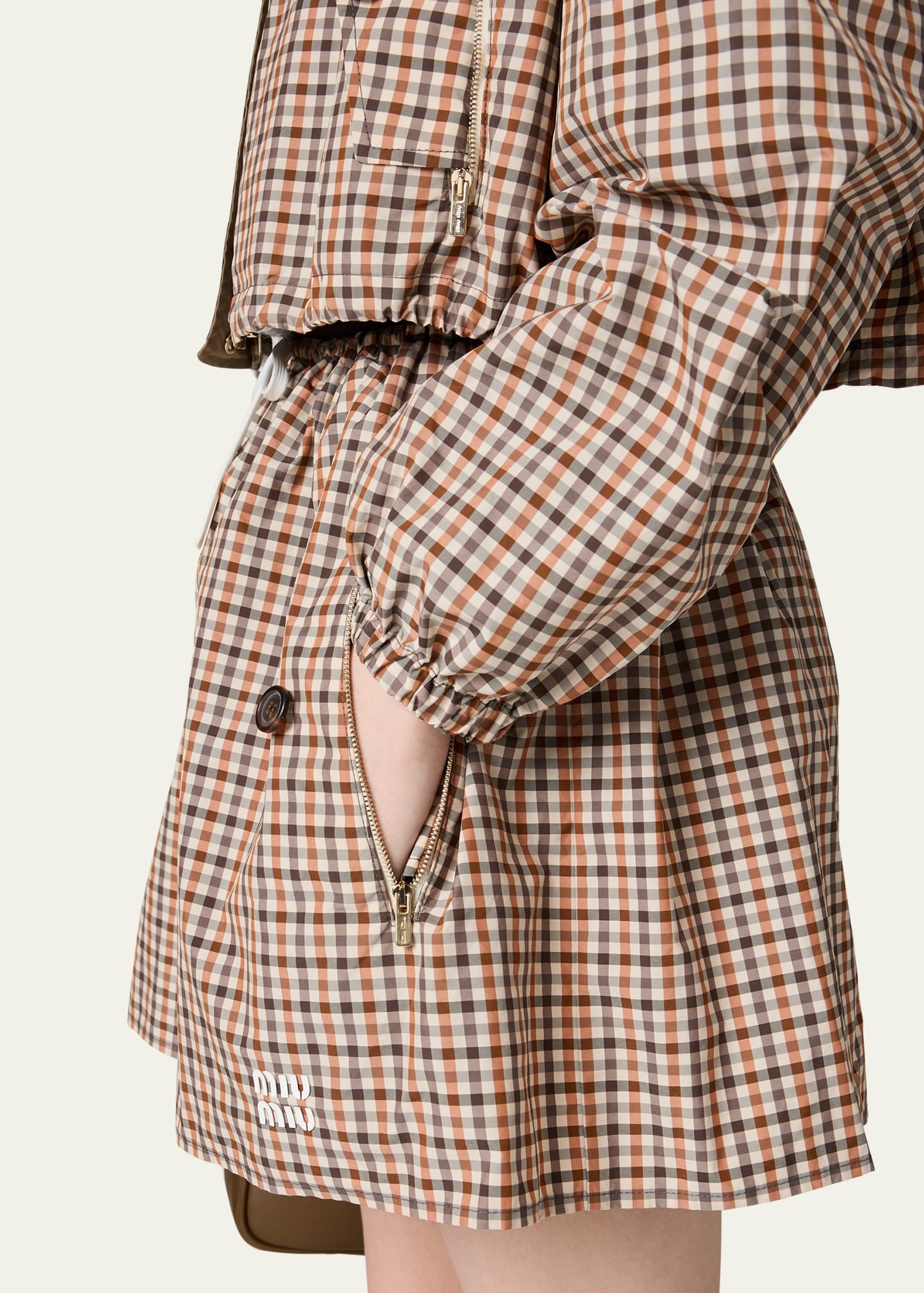 Check Drawstring Mini Skirt - 5