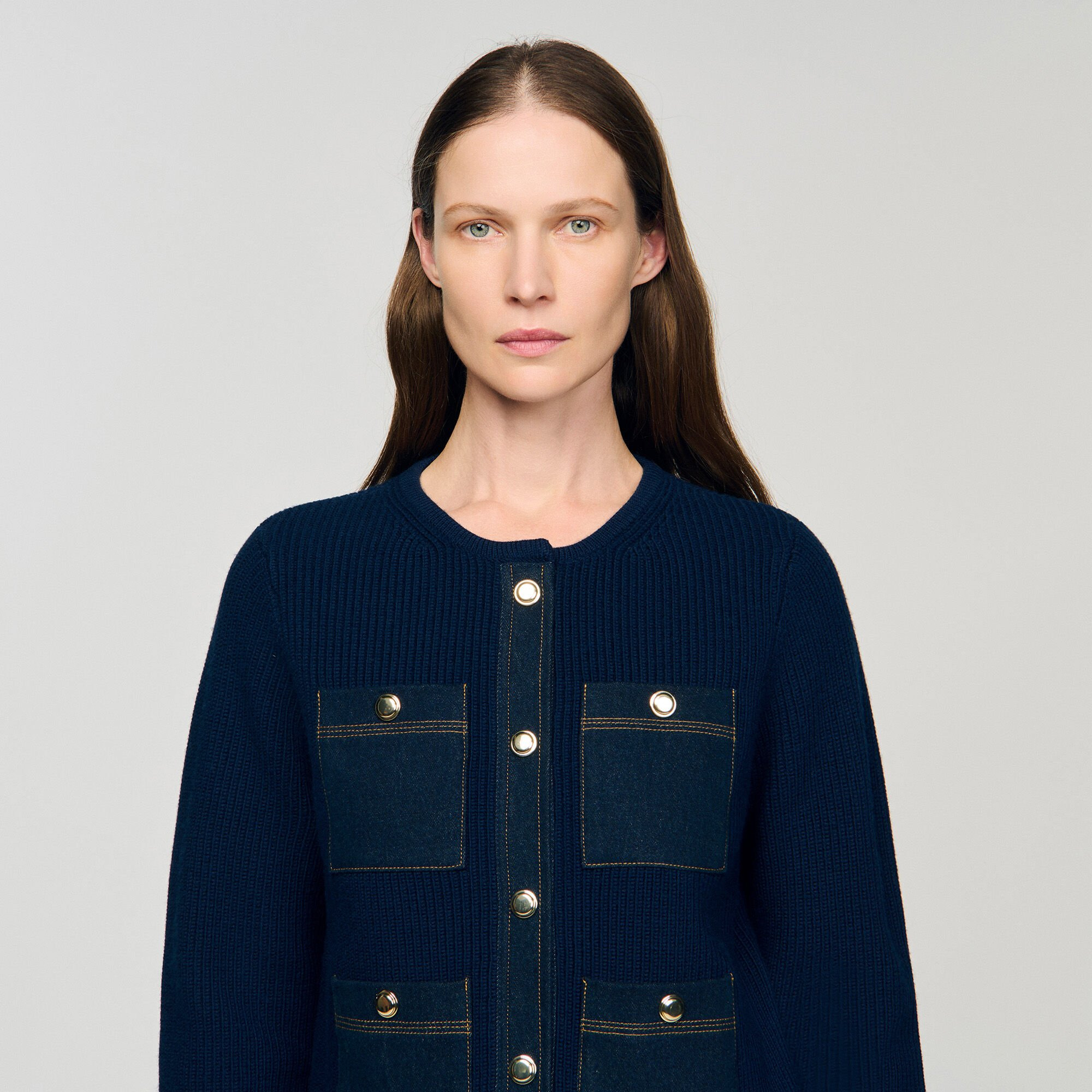 CARDIGAN WITH DENIM DETAILS - 3